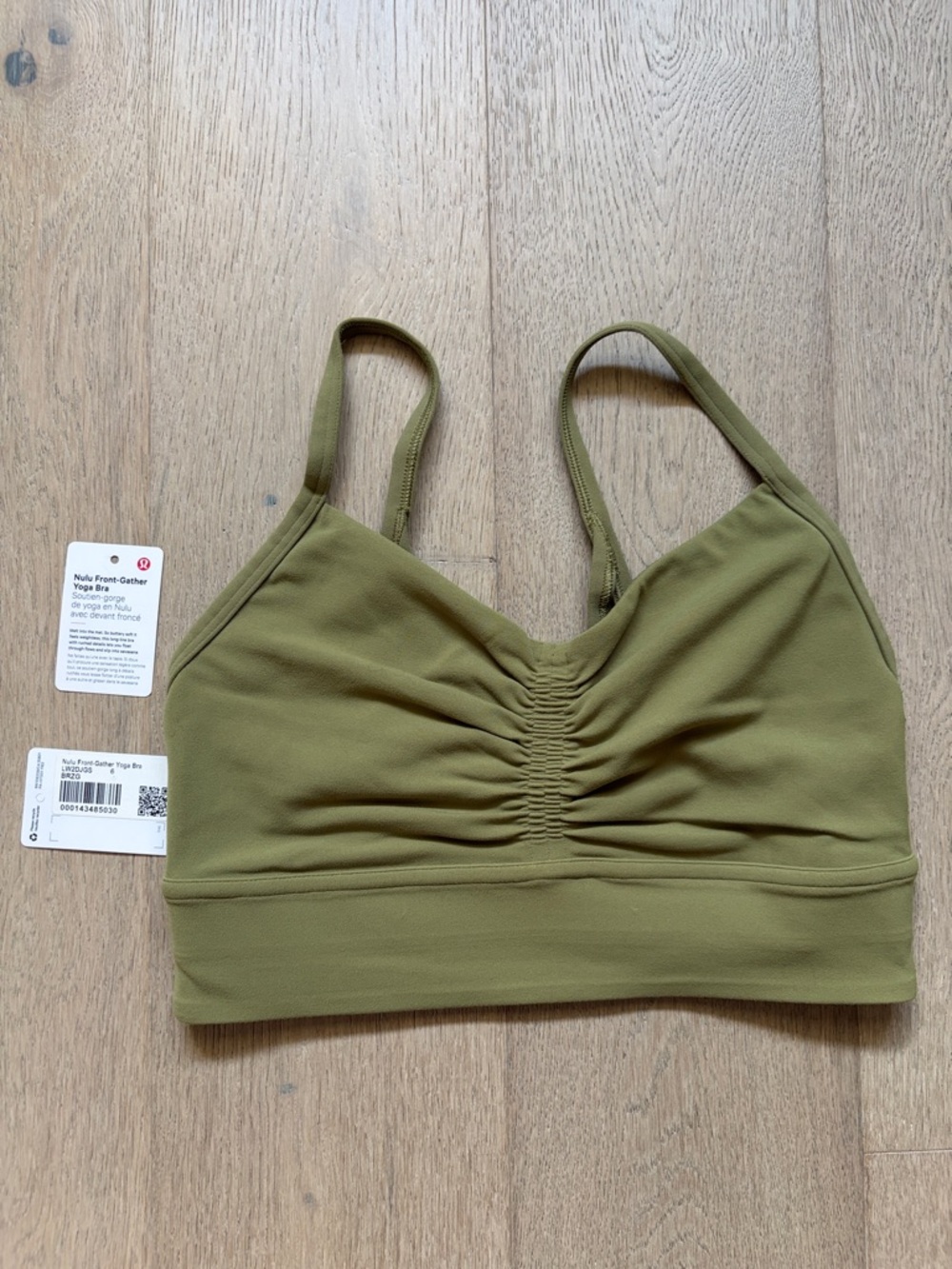 EUC nulu front gather yoga bra bronze green size 6 lululemon